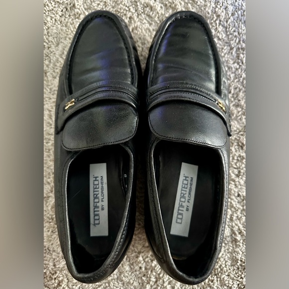 Florsheim Black Leather Slip-On Loafers - Picture 1 of 7